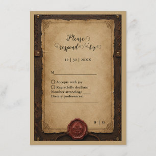 Menu Mariage Médiéval Rustique en Cire de Cuir
