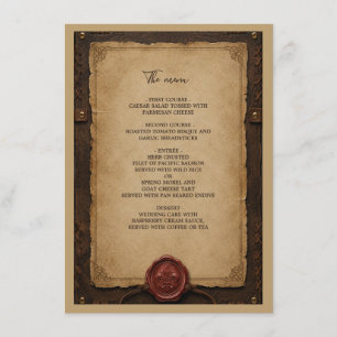 Menu Mariage Médiéval Rustique en Cire de Cuir