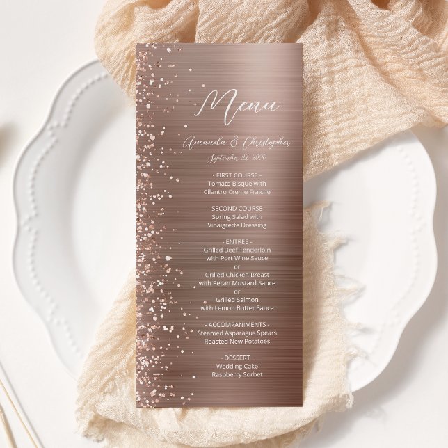 Menu Mariage Métal Pailleté Rose Glamour (Créateur téléchargé)