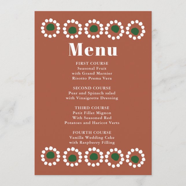 Menu Mariage mexicain Fiesta Boho Barro (Devant)