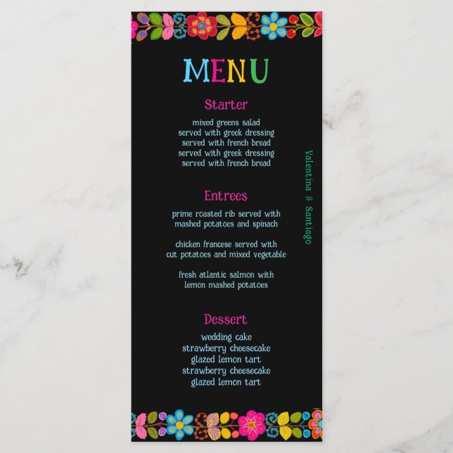 Menu Mariage mexicain moderne (Devant)