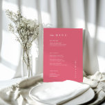 MENU MARIAGE MINIMAL BRIGHT<br><div class="desc">Ces cartes de menu mariage moderne et élégantes ou cartes de menu pour le dîner de répétition présentent un design simple arrière - plan ROSE et texte blanc. Ajoutez vos initiales ou votre monogramme pour les rendre complètement vôtres.</div>