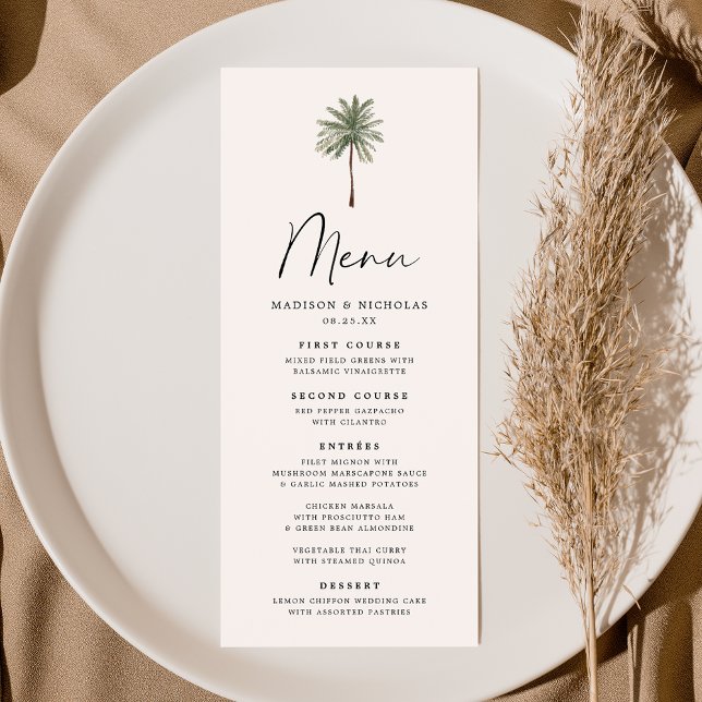 Menu Mariage minimal de palmiers (Créateur téléchargé)