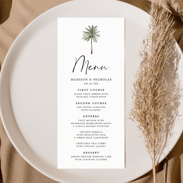 Menu Mariage minimal de palmiers (Créateur téléchargé)
