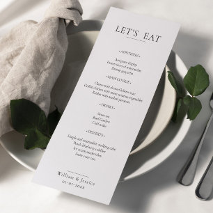 Menu Mariage minimaliste
