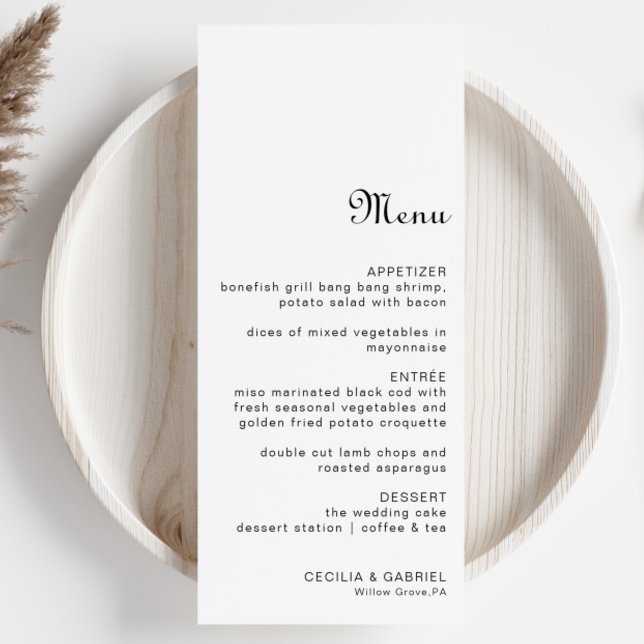 Menu Mariage minimaliste (Créateur téléchargé)