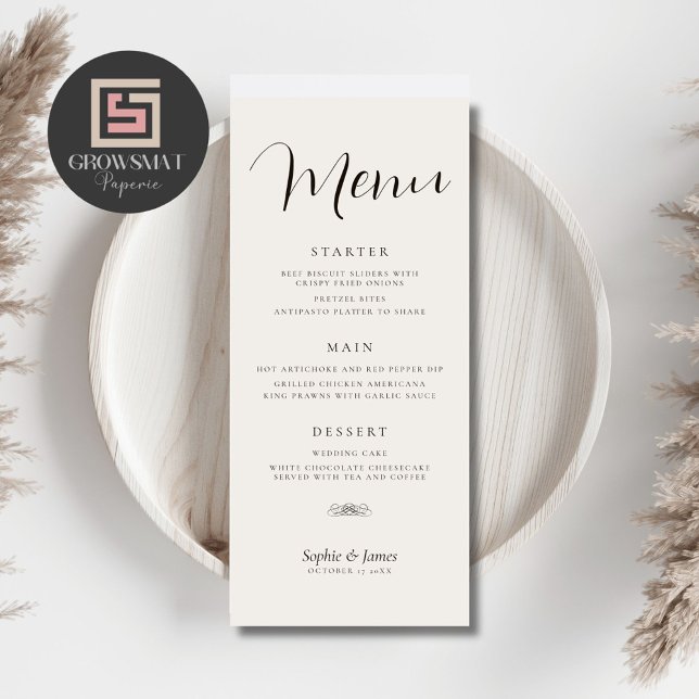 Menu Mariage minimaliste (Minimalist dinner menu)