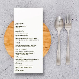 Menu Mariage minimaliste à script noir et blanc