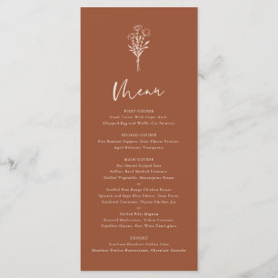 Menu Mariage minimaliste Botanique Terracotta Boho