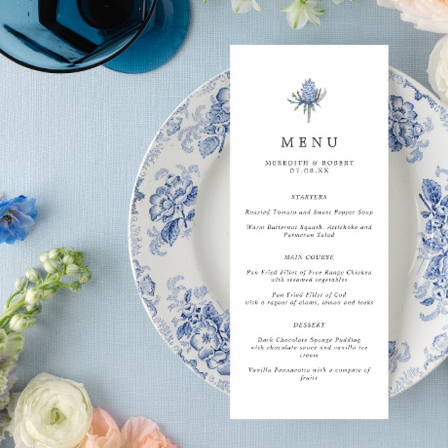 Menu Mariage minimaliste de chardon bleu (Créateur téléchargé)