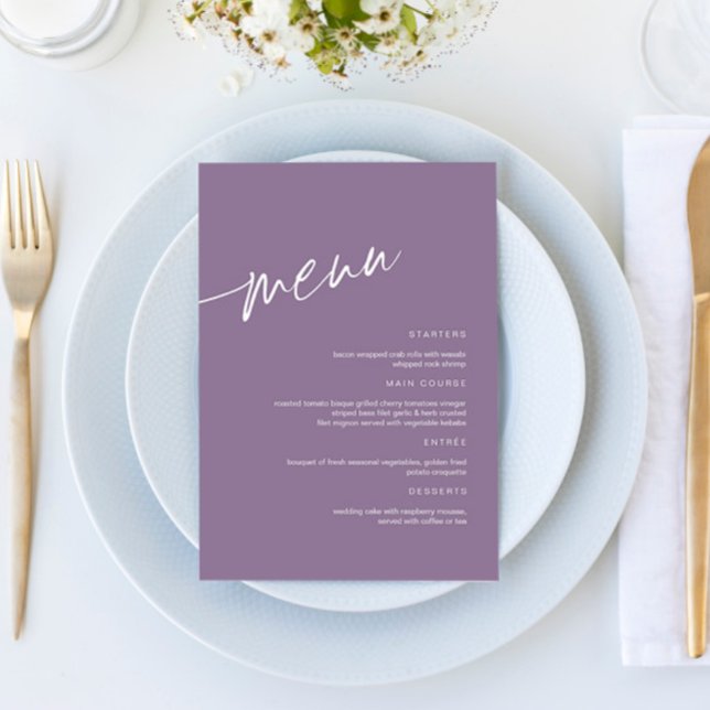 Menu Mariage minimaliste Dusty Purple (Créateur téléchargé)