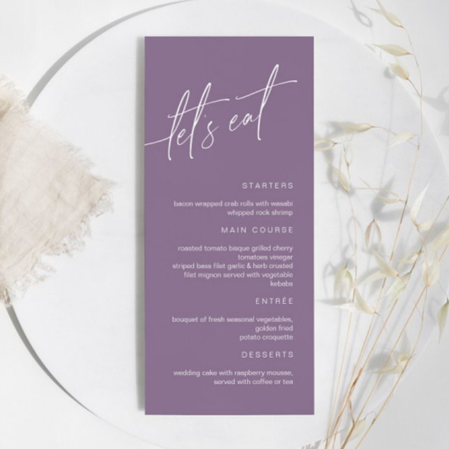 Menu Mariage minimaliste Dusty Purple (Créateur téléchargé)