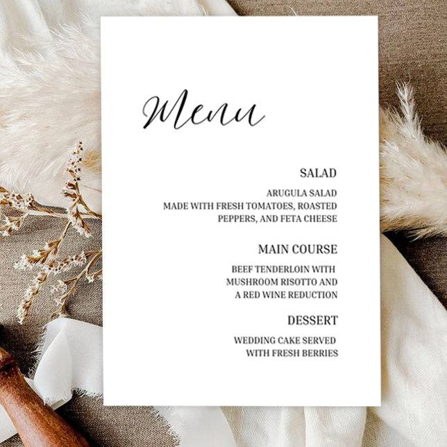 Menu Mariage minimaliste Élégant (Créateur téléchargé)