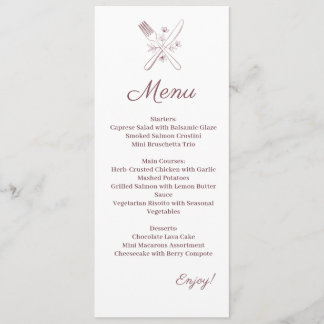 Menu Mariage minimaliste Élégant