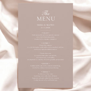 Menu Mariage minimaliste Élégant Beige