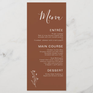 Menu Mariage minimaliste en terre cuite