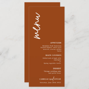Menu Mariage minimaliste en terre cuite