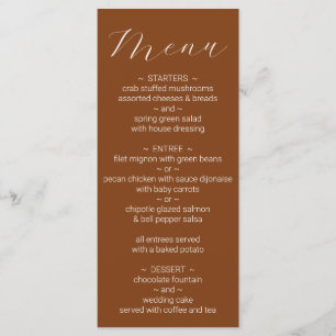 Menu Mariage minimaliste en terre cuite