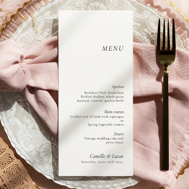 Menu Mariage minimaliste et élégant (Créateur téléchargé)