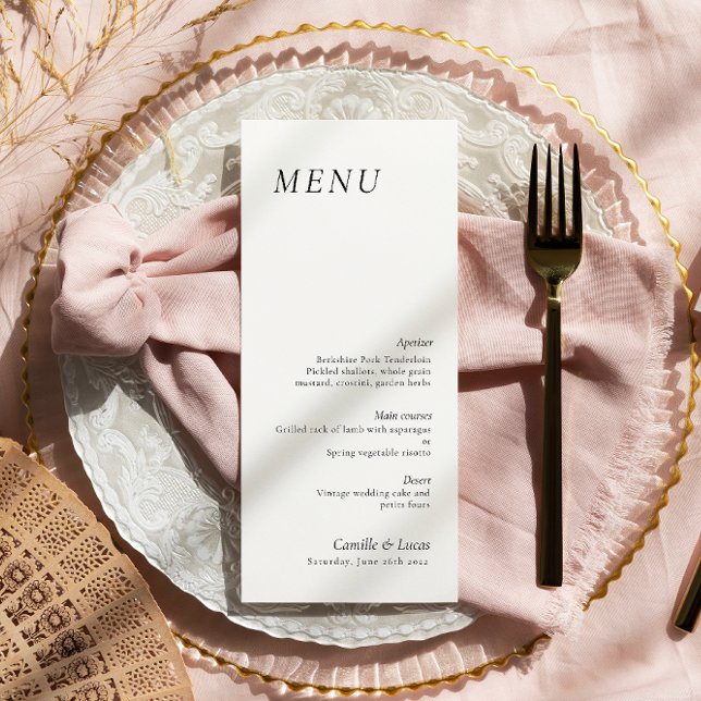 Menu Mariage minimaliste et élégant (Créateur téléchargé)