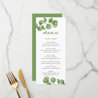 Menu Mariage minimaliste Eucalyptus