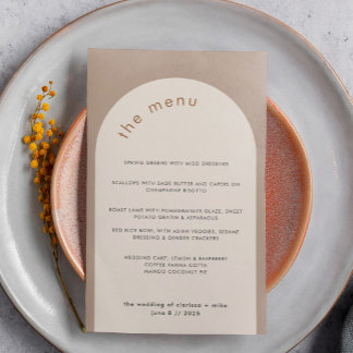 Menu Mariage minimaliste Géométrique Sable Beige A