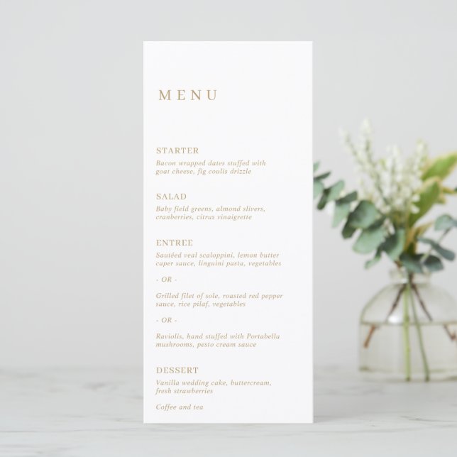 Menu Mariage minimaliste Gold Modern (Debout devant)