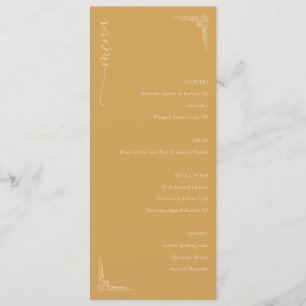 Menu Mariage Minimaliste Jaune Moutarde Sophistiqué