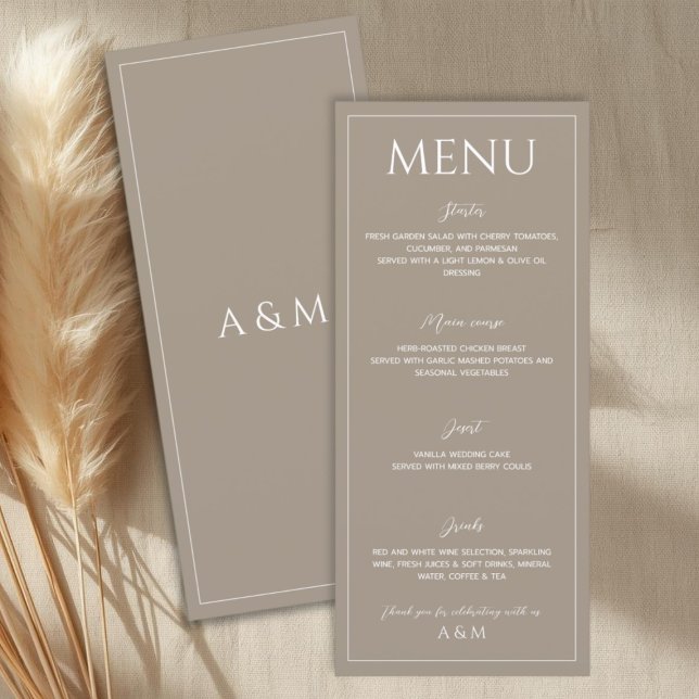 Menu Mariage minimaliste marron clair moderne (Créateur téléchargé)