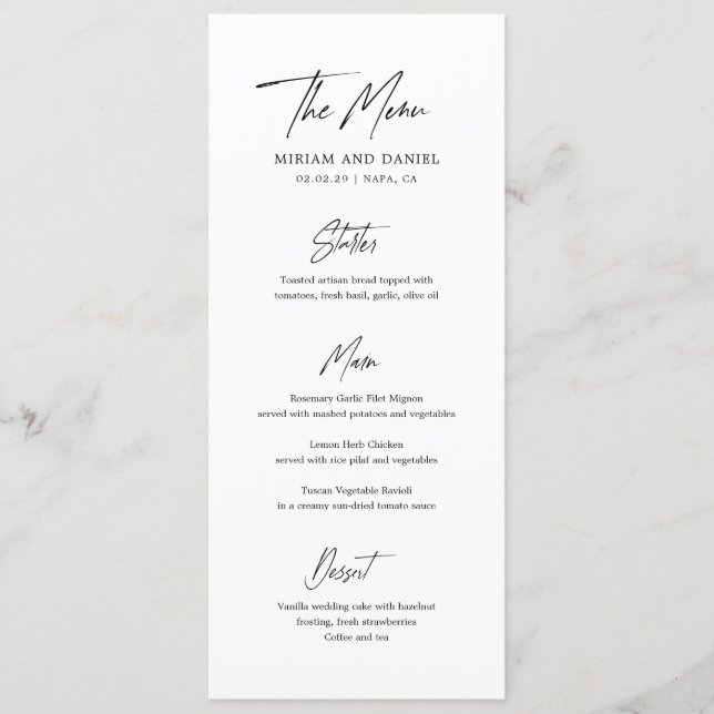 Menu Mariage Minimaliste Moderne (Devant)