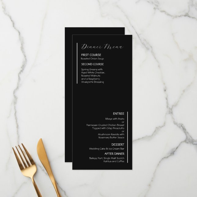 Menu Mariage minimaliste moderne (Devant/Arrière en situation)