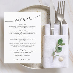 Menu Mariage minimaliste moderne avec écriture