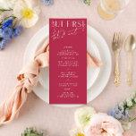 Menu Mariage minimaliste moderne Magenta lumineux<br><div class="desc">Conçu pour coordonner avec pour la collection de Faire-part de mariage "brillantes". Pour modifier les détails, cliquez sur "Détails". Pour déplacer le texte ou modifier la taille, la police ou la couleur, cliquez sur "Modifier à l'aide de l'outil de conception". Voir le lien de collection sur cette page pour voir...</div>