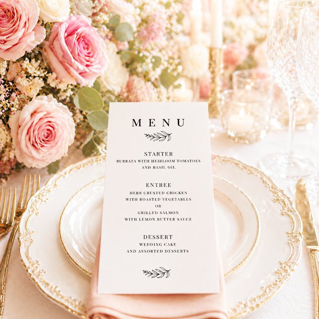 Menu Mariage Minimaliste Moderne Noir & Blanc (Créateur téléchargé)