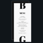 Menu Mariage minimaliste moderne noir et blanc<br><div class="desc">Un design moderne minimaliste noir et blanc monogramme. Un design unique qui utilise des éléments contemporains et la typographie. Un design simple monogrammed noir et blanc élégant. Une carte mariage moderne design et design avec des éléments contemporains. Des invitations de mariage et d'autres articles de papeterie sont également disponibles.</div>