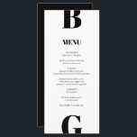 Menu Mariage minimaliste moderne noir et blanc<br><div class="desc">Un design moderne minimaliste noir et blanc monogramme. Un design unique qui utilise des éléments contemporains et la typographie. Un design simple monogrammed noir et blanc élégant. Une carte mariage moderne design et design avec des éléments contemporains. Des invitations de mariage et d'autres articles de papeterie sont également disponibles.</div>