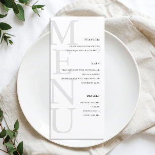 Menu Mariage minimaliste moderne noir et blanc