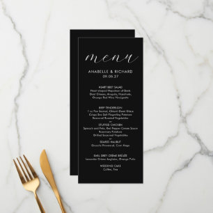 Menu Mariage Minimaliste Moderne Noir et Blanc