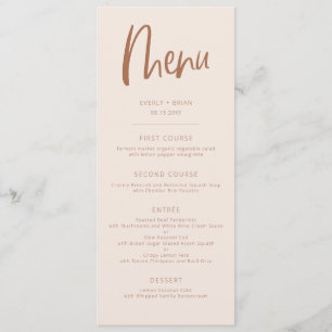 Menu Mariage minimaliste moderne rose pâle