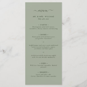 Menu Mariage minimaliste moderne Sage Green
