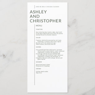 Menu Mariage minimaliste Moss Green Isolated Names