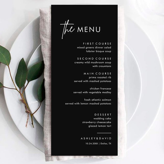 Menu Mariage minimaliste noir (Créateur téléchargé)