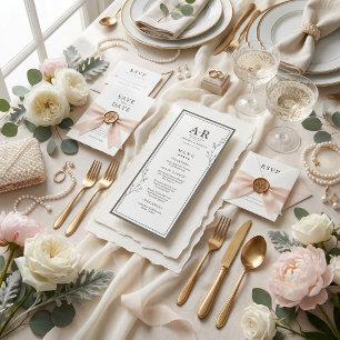 Menu Mariage Minimaliste Noir & Blanc