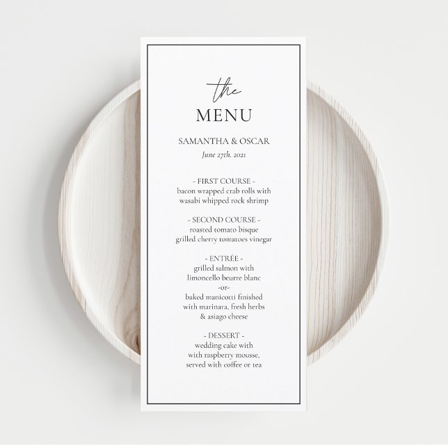 Menu Mariage minimaliste noir et blanc élégant (Créateur téléchargé)