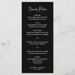 Menu Mariage minimaliste noir moderne