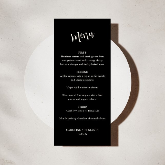 Menu Mariage minimaliste noir solide classique (Créateur téléchargé)