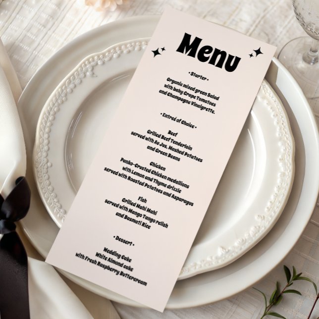 Menu Mariage Minimaliste Rétro Moderne (Créateur téléchargé)