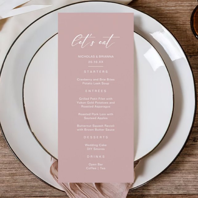 Menu Mariage minimaliste rose mauve (Créateur téléchargé)