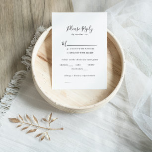 Menu Mariage minimaliste simple Choix RSVP