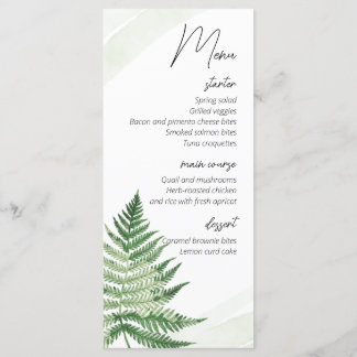 Menu Mariage minimaliste Vert Fern